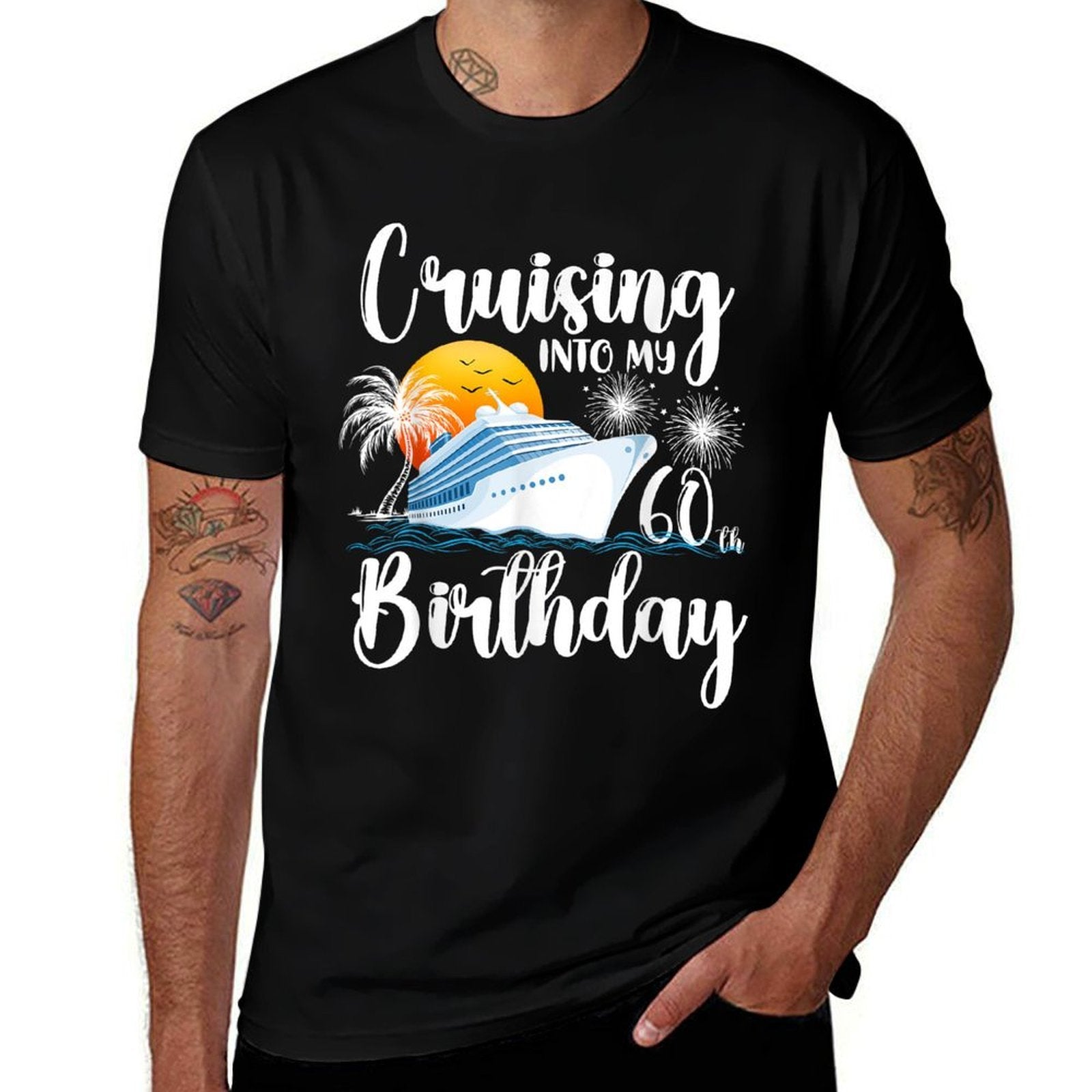 Cruising Into My 60th Birthday-Family Couples Friends Cruise  Versatile T-Shirt