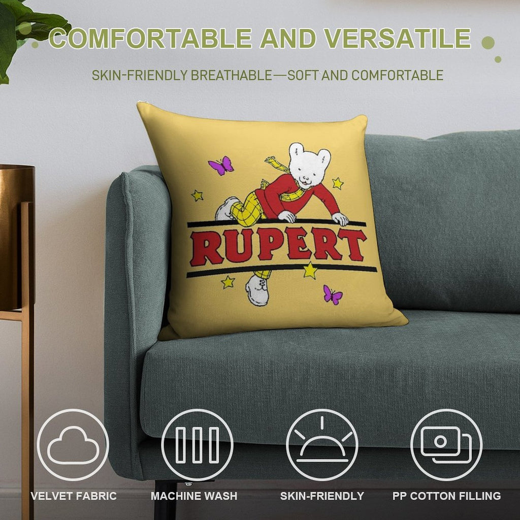 Rupert Bear Soft Short Plush Fabric Throw Pillow