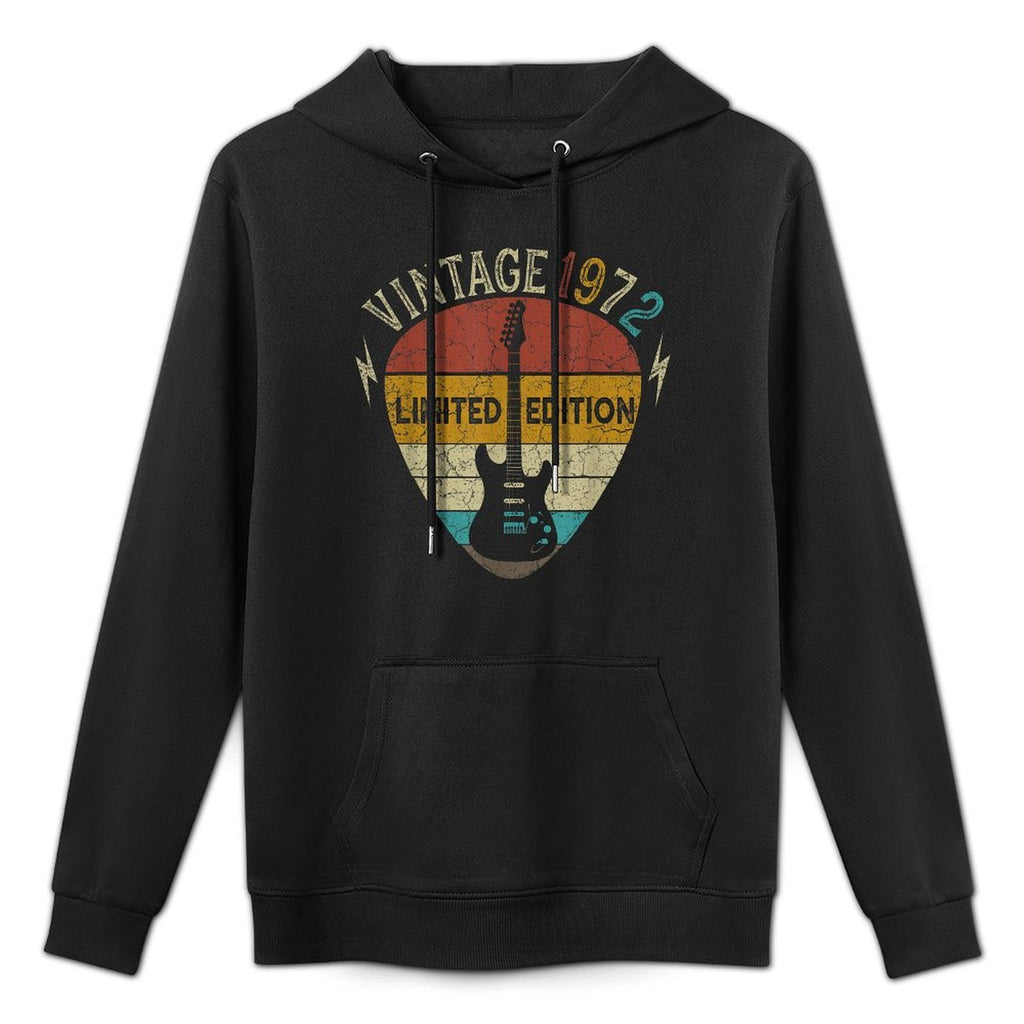 Guitar Lover 50 Years Old Gift, Vintage 1972 50th Birthday Adjustable Hood Hoodie