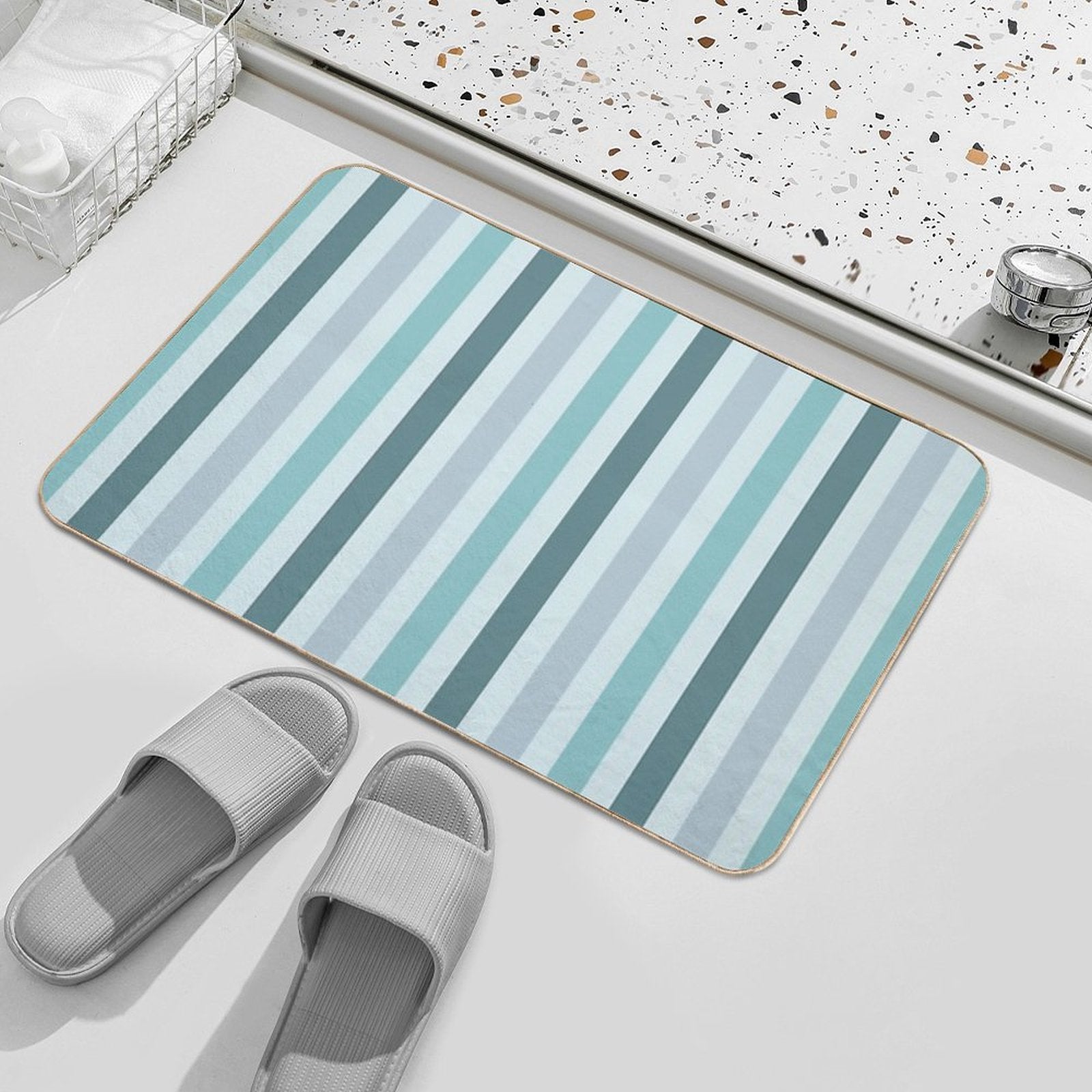 Color Block Lines V  Easy To Clean Bath Mat