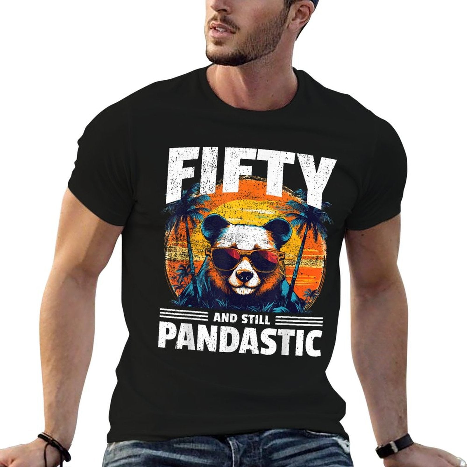 50th Birthday Panda Age 50 Years  Summer-ready Fabric T-Shirt