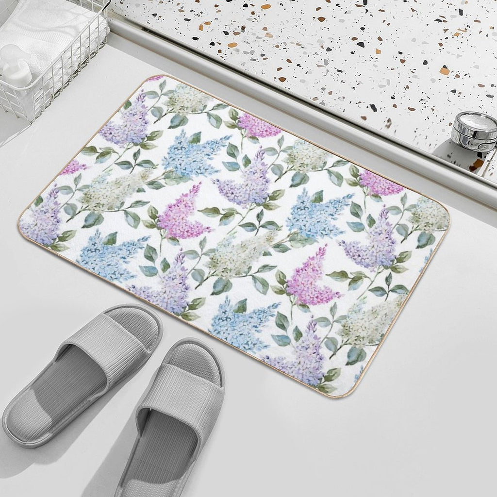Lilac Flower Retro Vintage Pattern  Eco-Friendly Bath Mat
