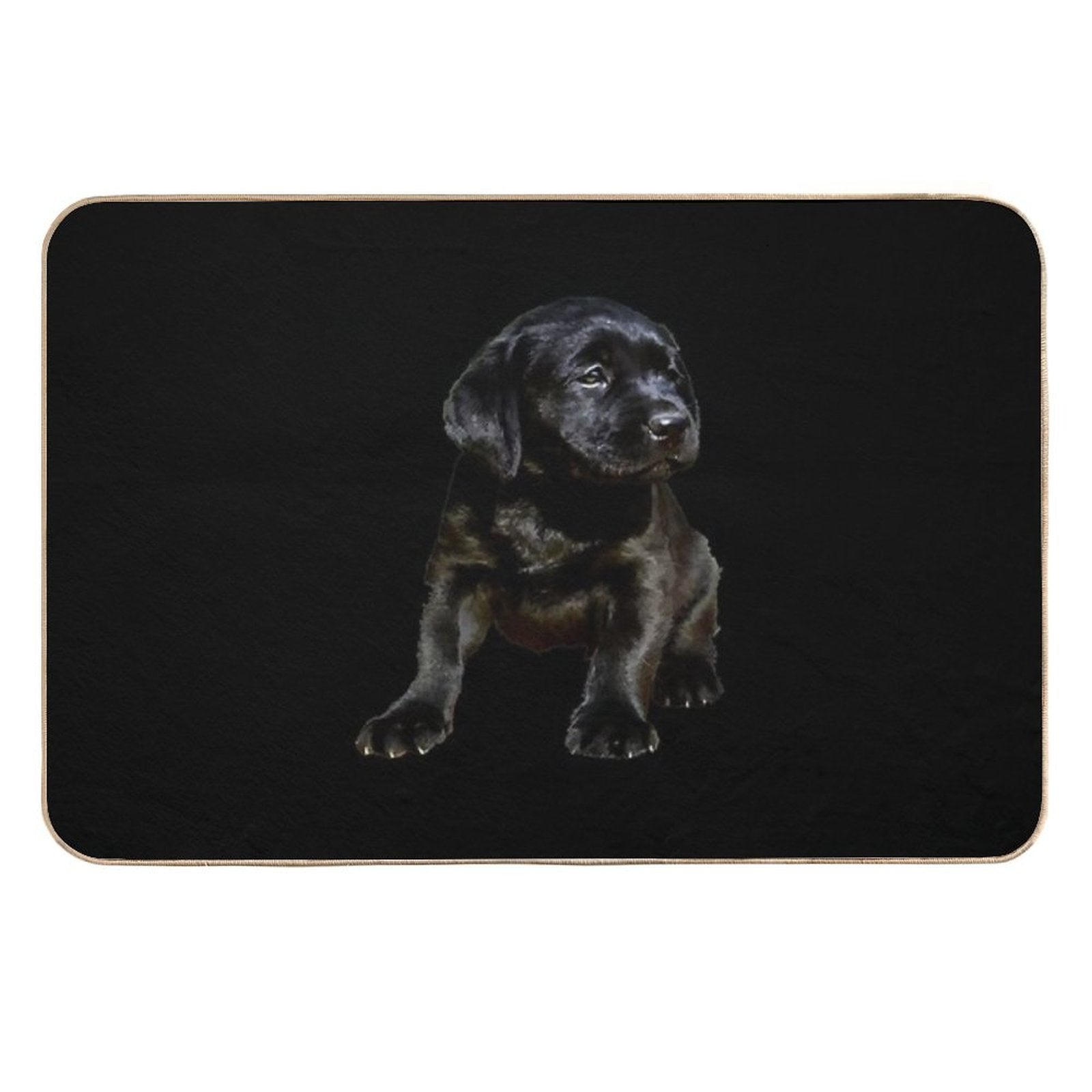 Adorable And Cute Black Labrador Sitting Puppy Vector  Anti-Trip Bath Mat