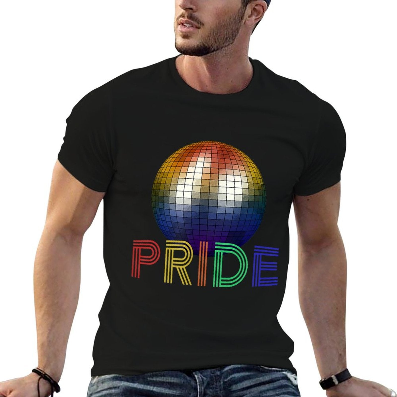 Gay LGBT Pride Retro 1970s Disco Ball  High-quality Stitching T-Shirt