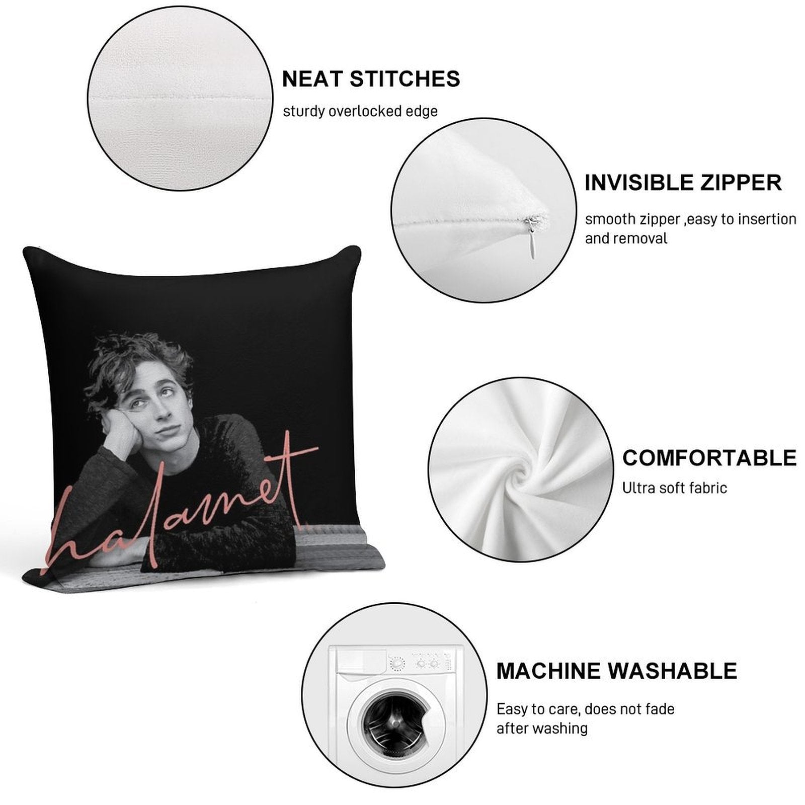 Chalamet Awesome Merch Of Timothee Chalamet Soft Decorative Cover Throw Pillow