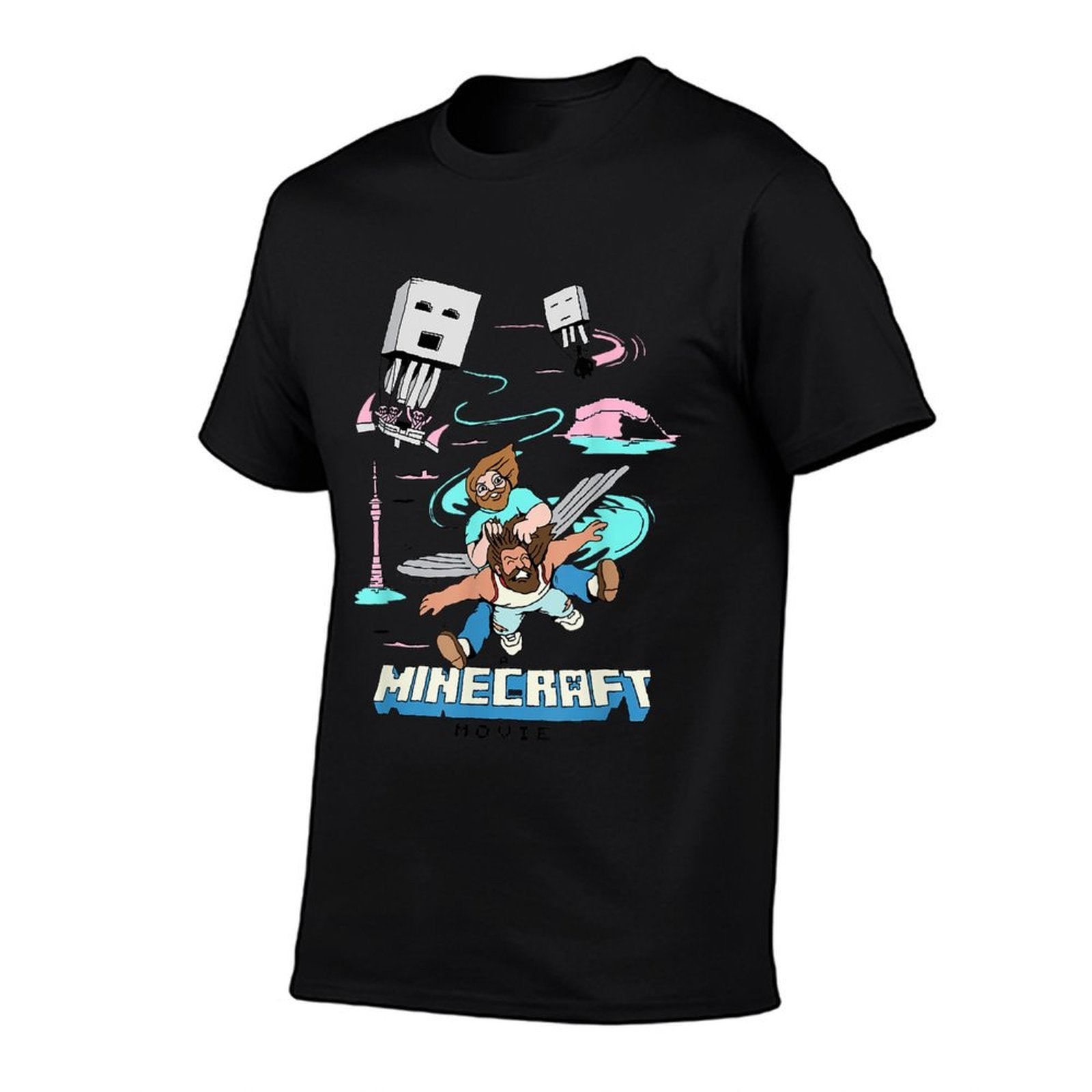 A Minecraft Movie Steve And Garret Escape Using Elytras  High-quality Stitching T-Shirt