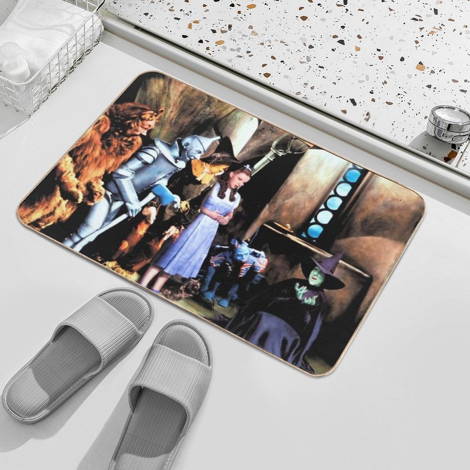 Colorized Vintage Design Print Stills  Oz Melting with  Mask  Anti-Trip Bath Mat