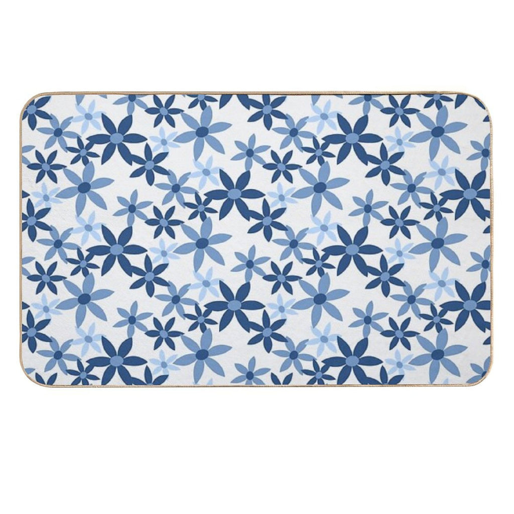 Star Flowers - Blue  Odorless Bath Mat