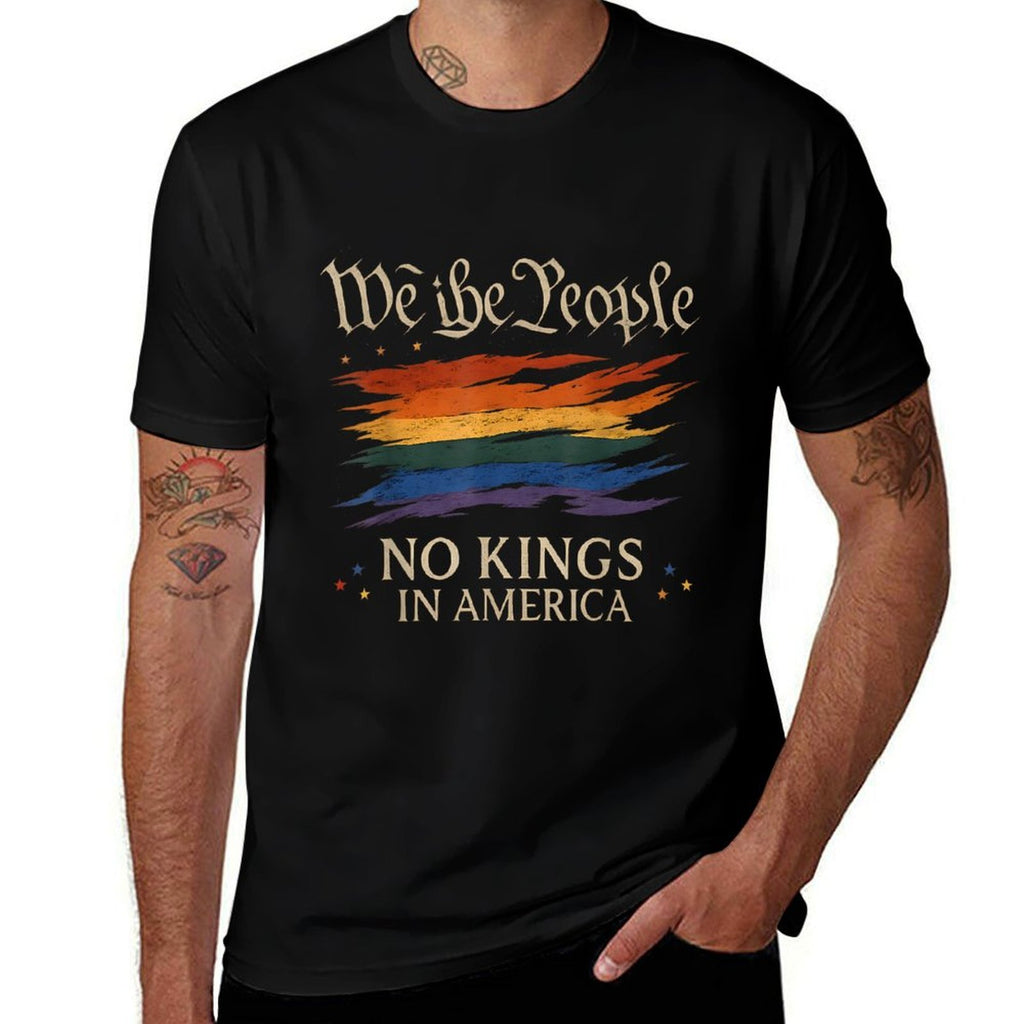 No Kings In America We The People Men Women  Rolled Sleeves T-Shirt