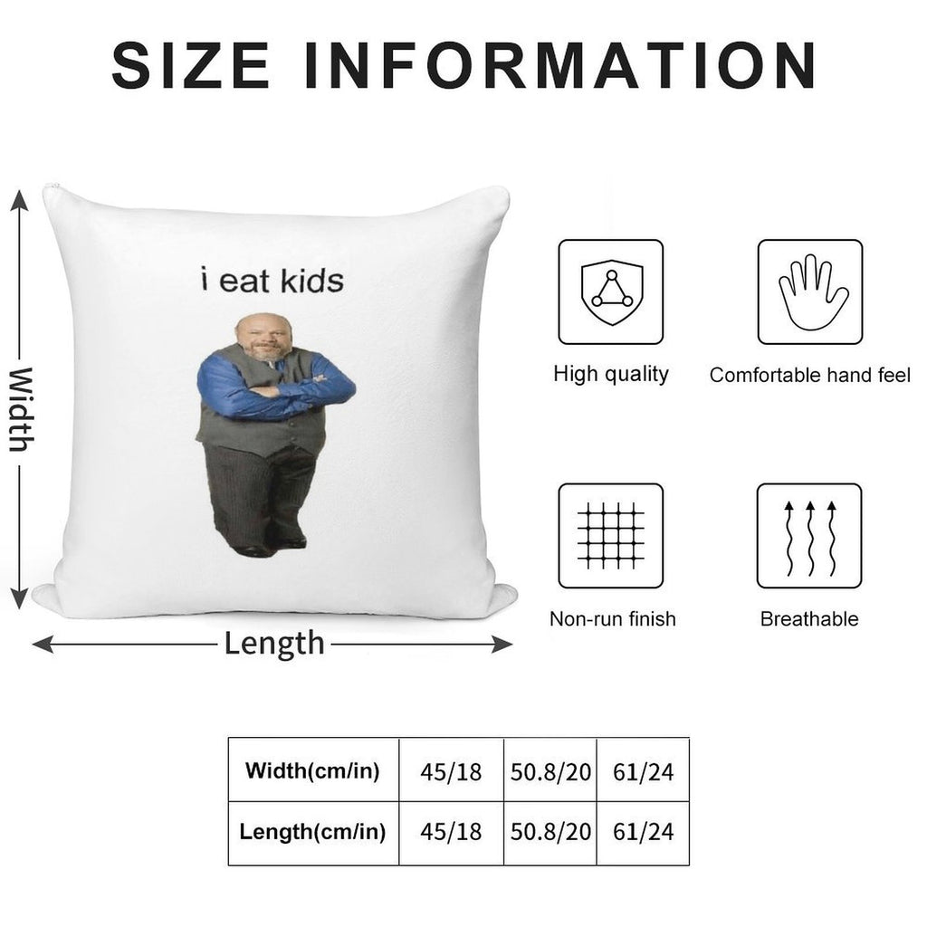 Bertram Eats Kids Soft Hidden Zipper Throw Pillow