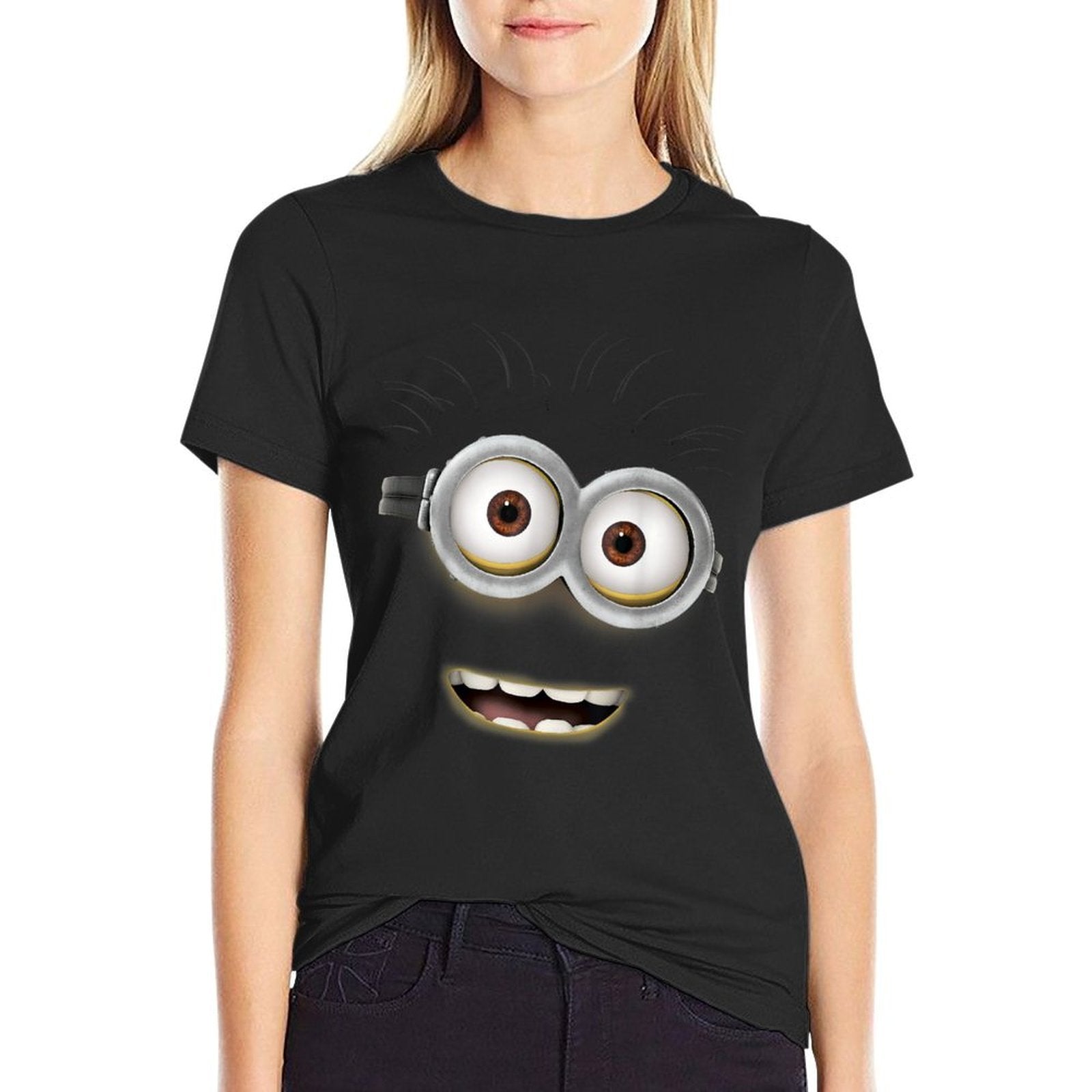 Despicable Me Minions Phil Face Graphic  Ribbed Collar T-Shirt