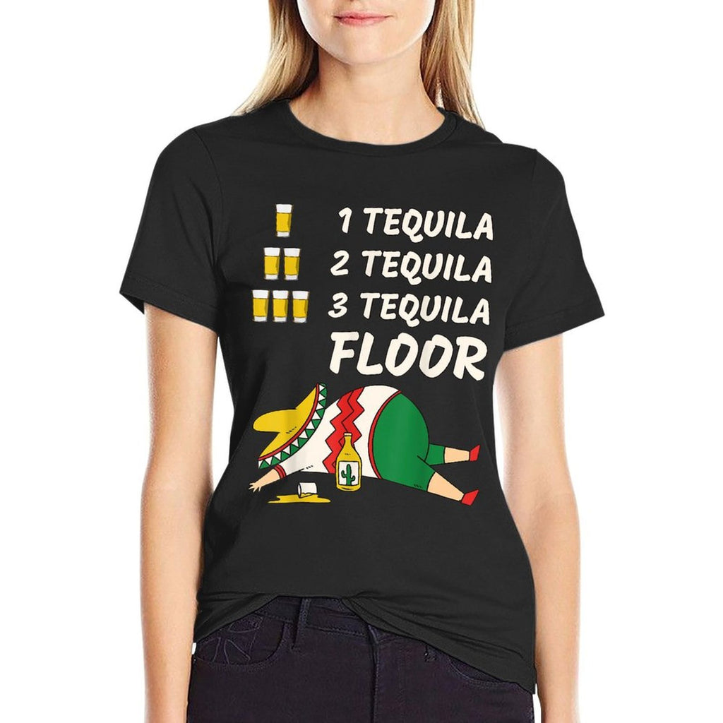 1 Tequila 2 Tequila 3 Tequila Floor - Funny Party Drinking  Heathered Texture T-Shirt