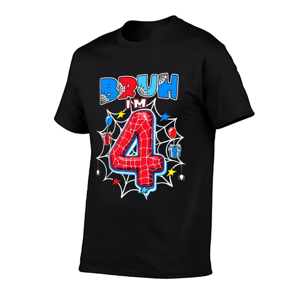 Kids Bruh I'm 4 Year Old Boy Birthday Spider Theme Party  Breathable T-Shirt