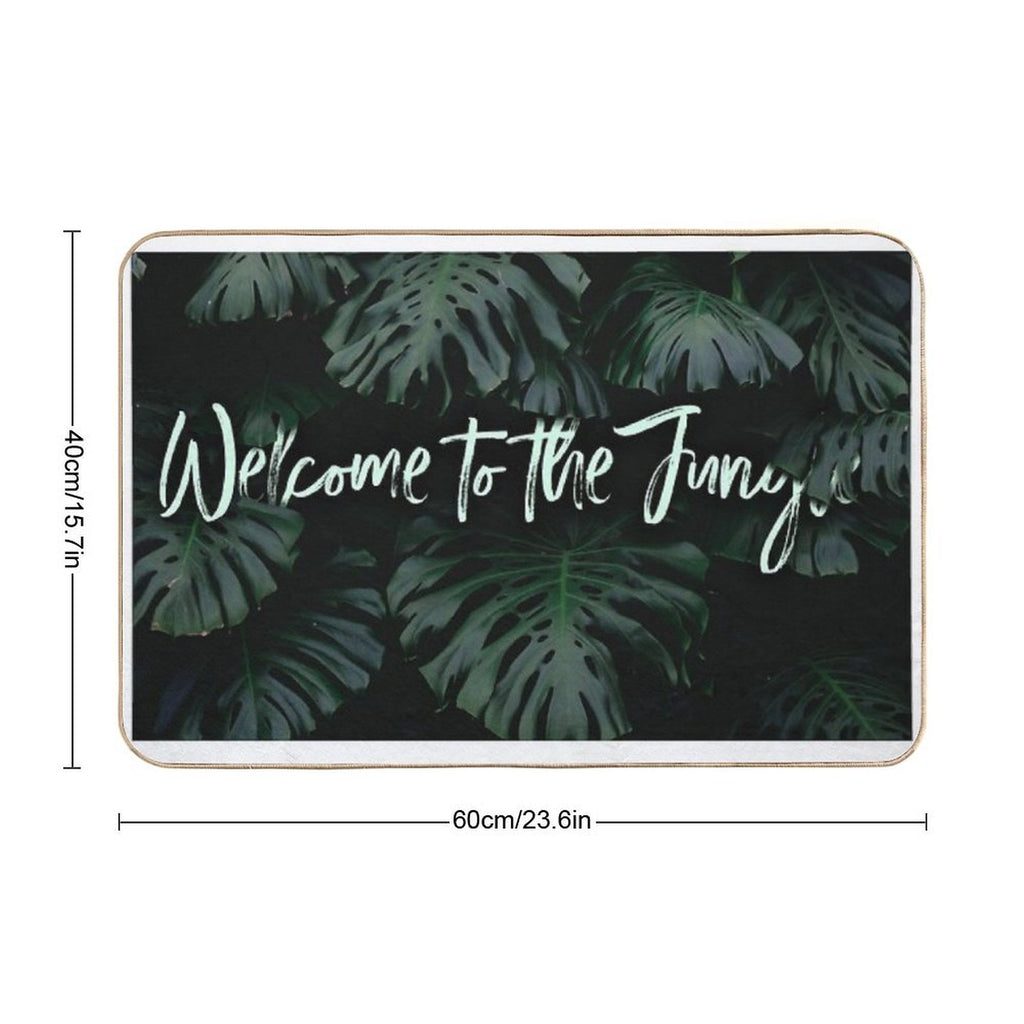 Welcome to The Jungle  Tropical Digital Collage  Repositionable Bath Mat