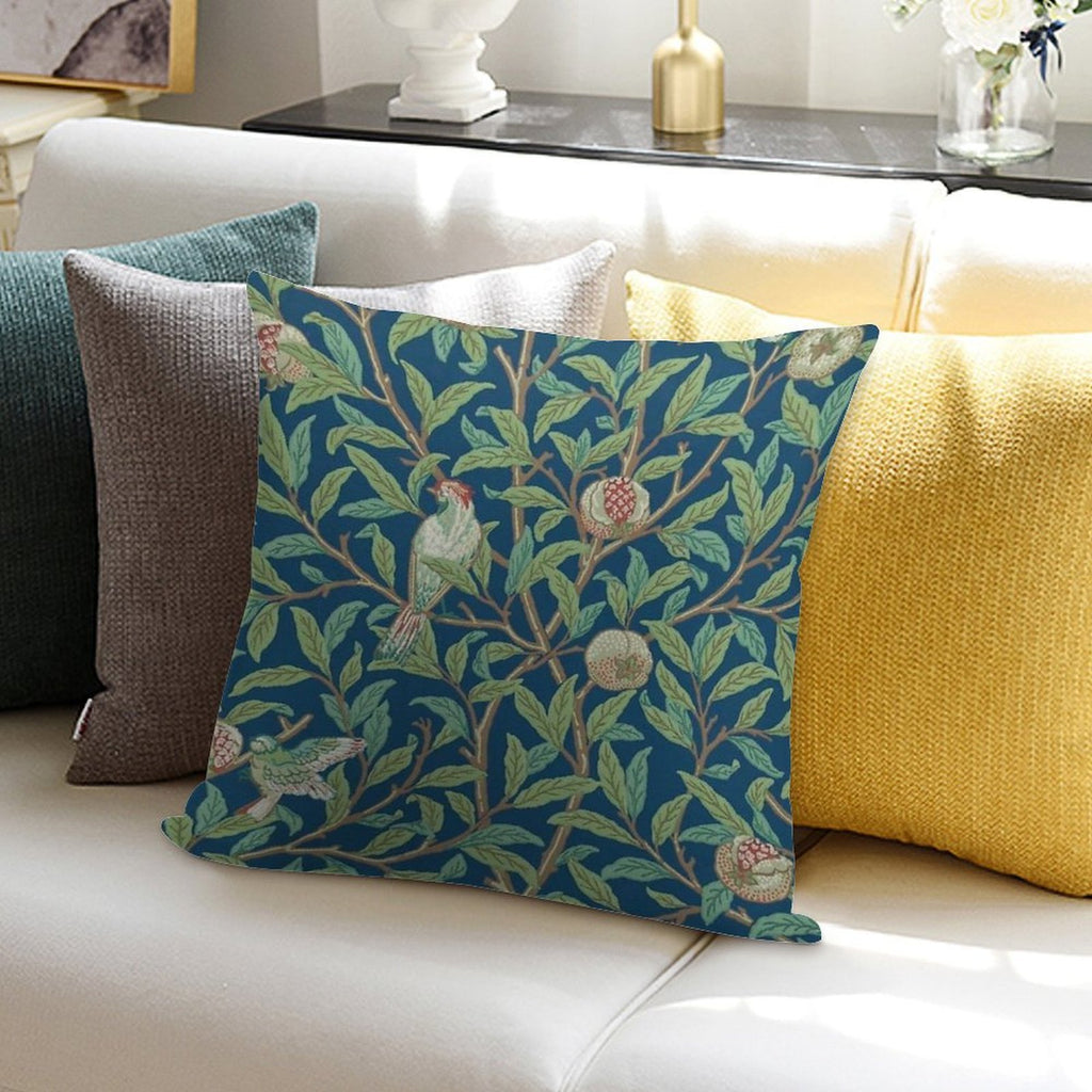 William Morris Pomegranate Fruit And Bird,No,01. Soft Multiple Sizes Throw Pillow