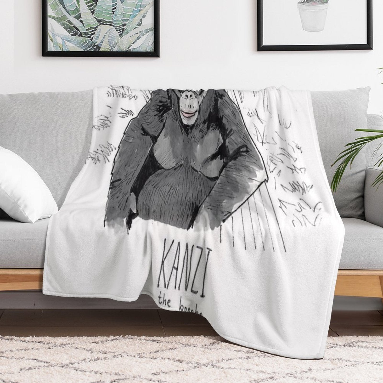 Kanzi The Bonobo Lightweight Throw Blanket