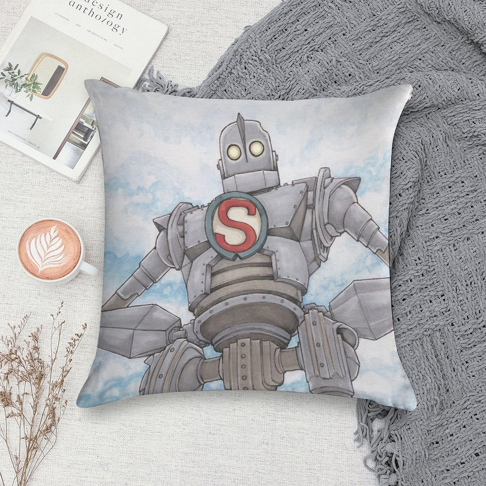 The Iron Giant Animated Movie Soft Bedroom Essential Throw Pillow