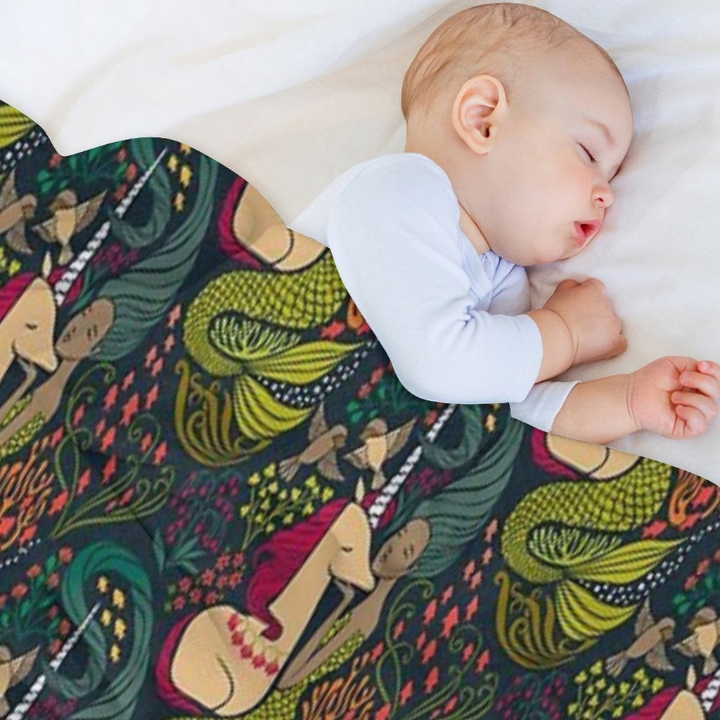 The Mermaid And The Unicorn Multi-functional Throw Blanket