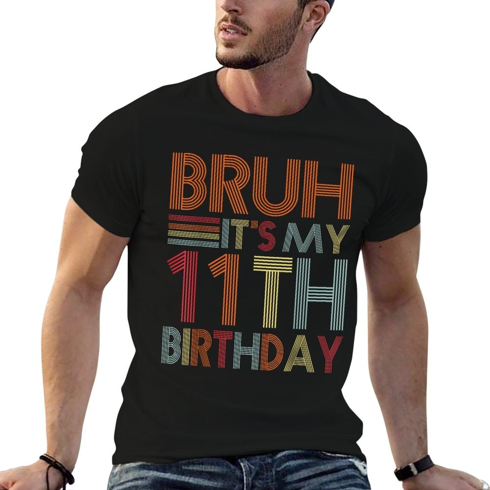 Bruh It's My 11th Birthday 11yr Old Boy 11 Year Old Birthday  Oversized Silhouette T-Shirt