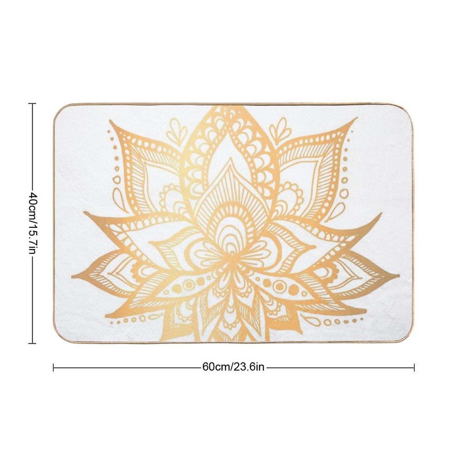 Gold Lotus Flower  Easy To Clean Bath Mat