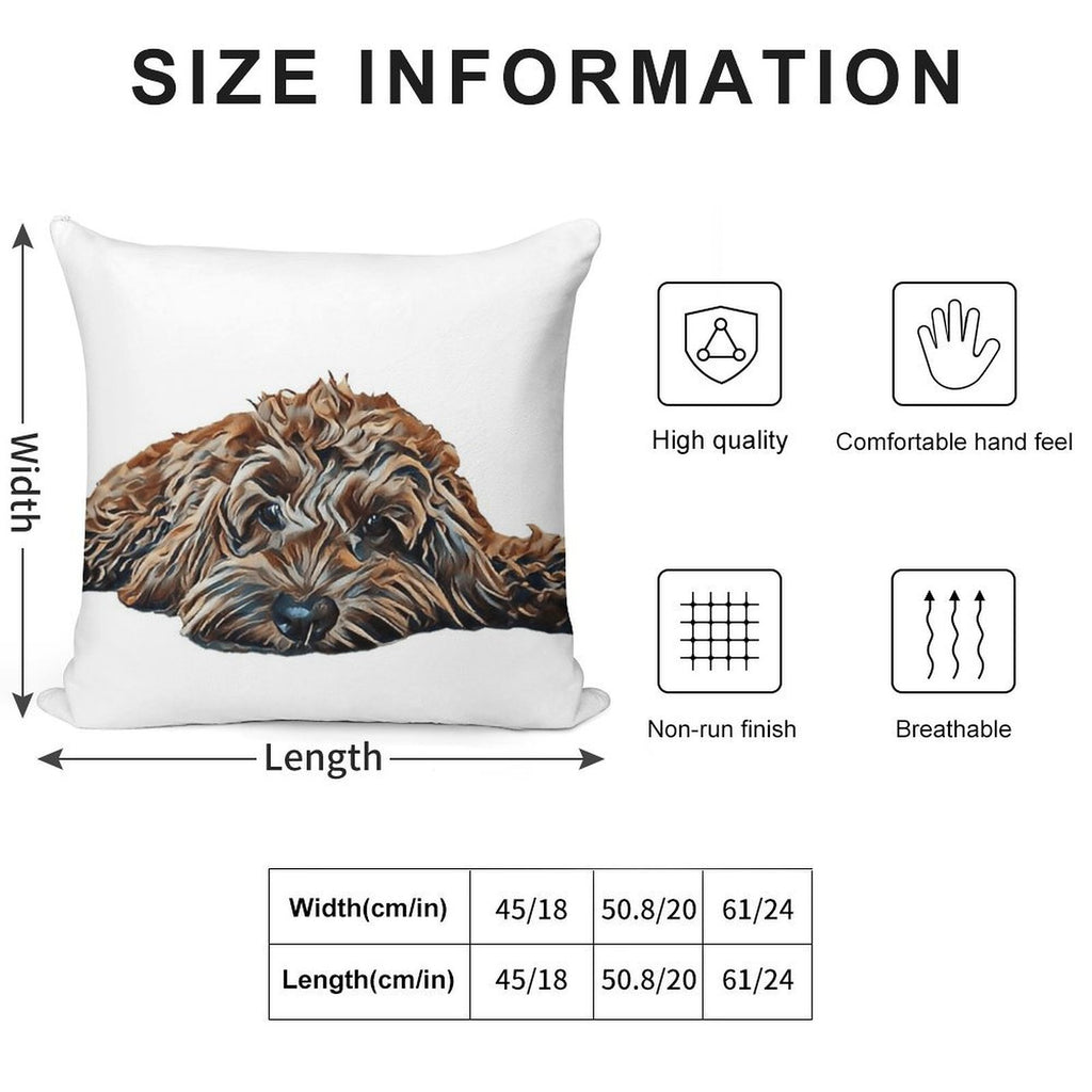 ChocolateBrown Cockapoo - White Background Soft Decorative Cover Throw Pillow