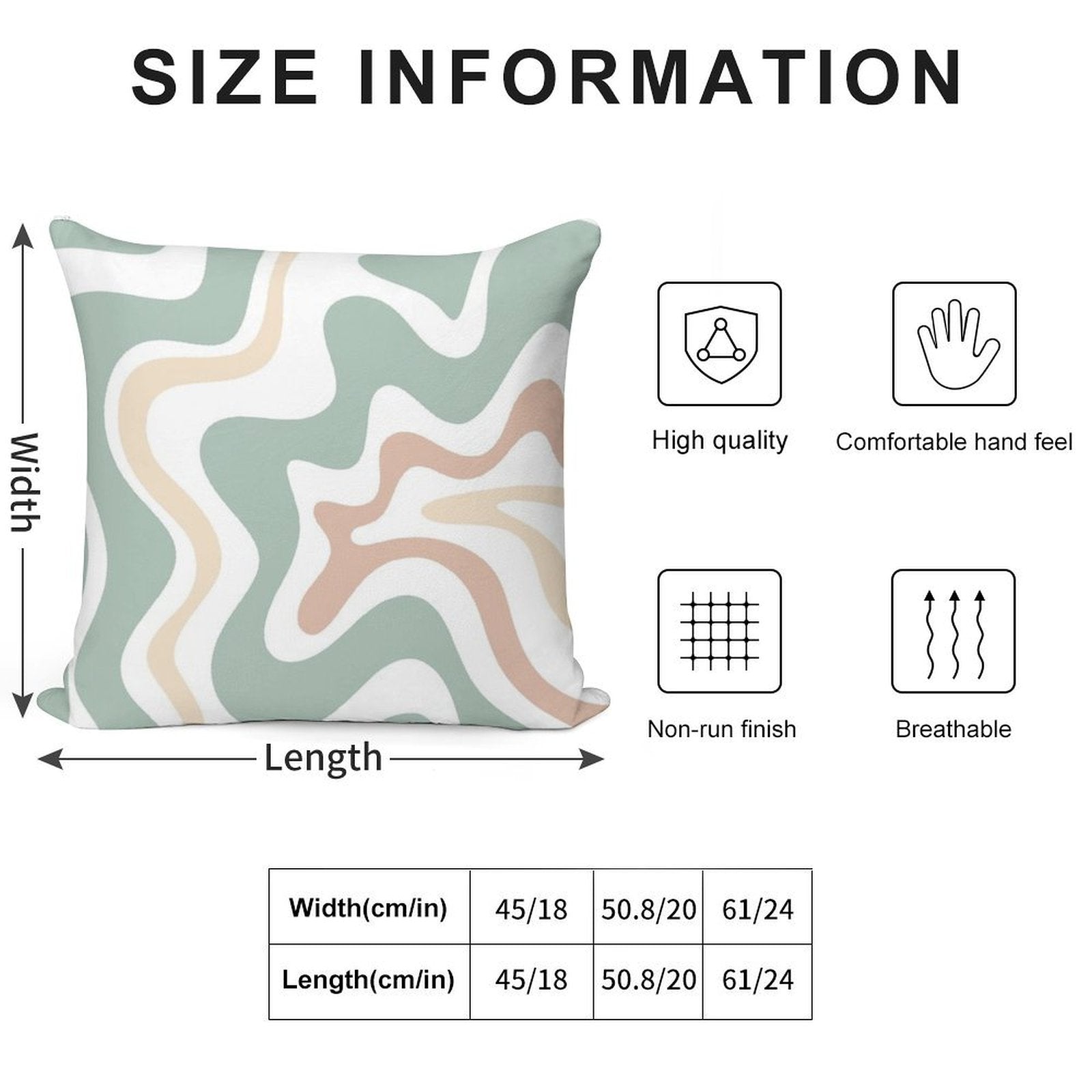 Liquid Swirl Retro Abstract in Light Sage Celadon Green, Light Blush, Cream, And White Soft Shrink-Resistant Throw Pillow