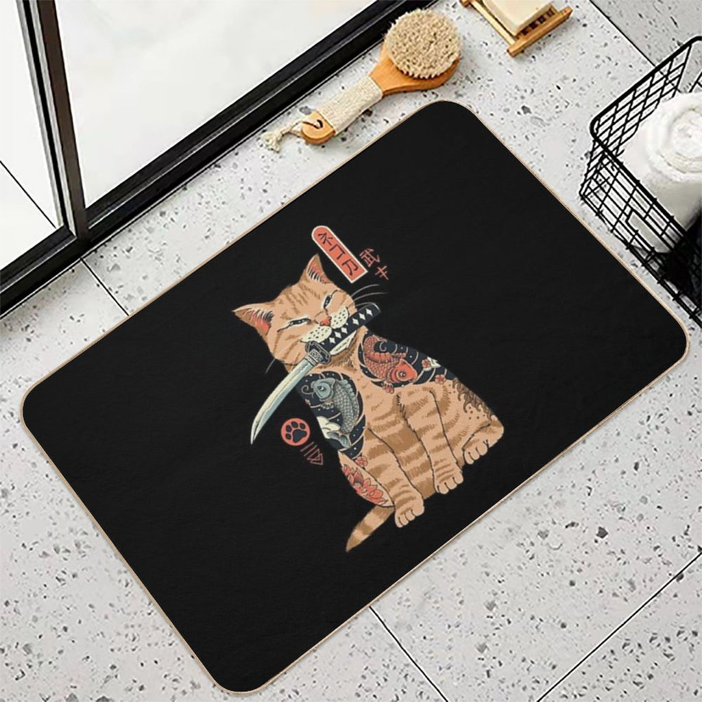 Katana Cat Vintage  Eco-Friendly Bath Mat