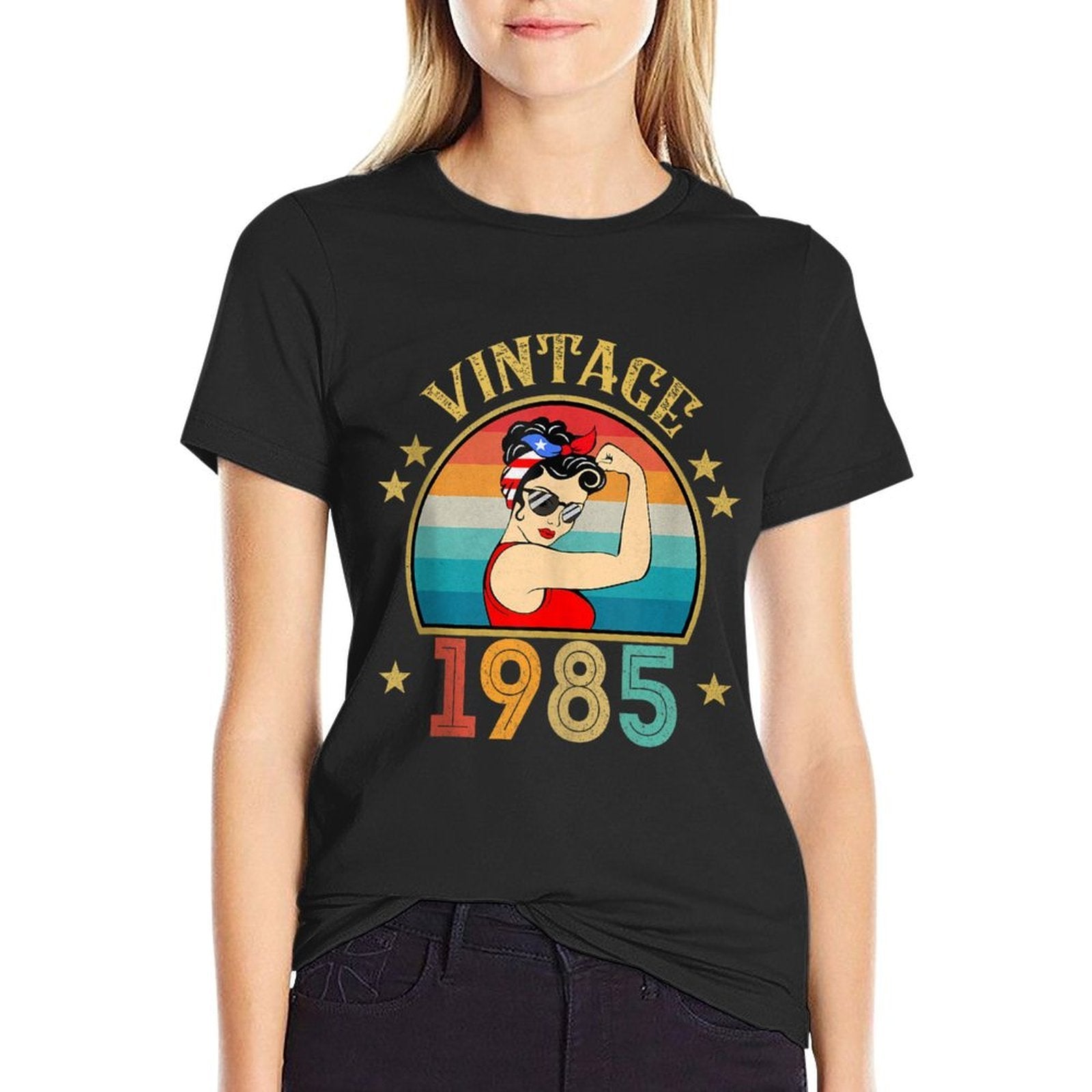 40th Birthday Gift 40 Years Old For Women Retro Vintage 1985  Oversized Silhouette T-Shirt