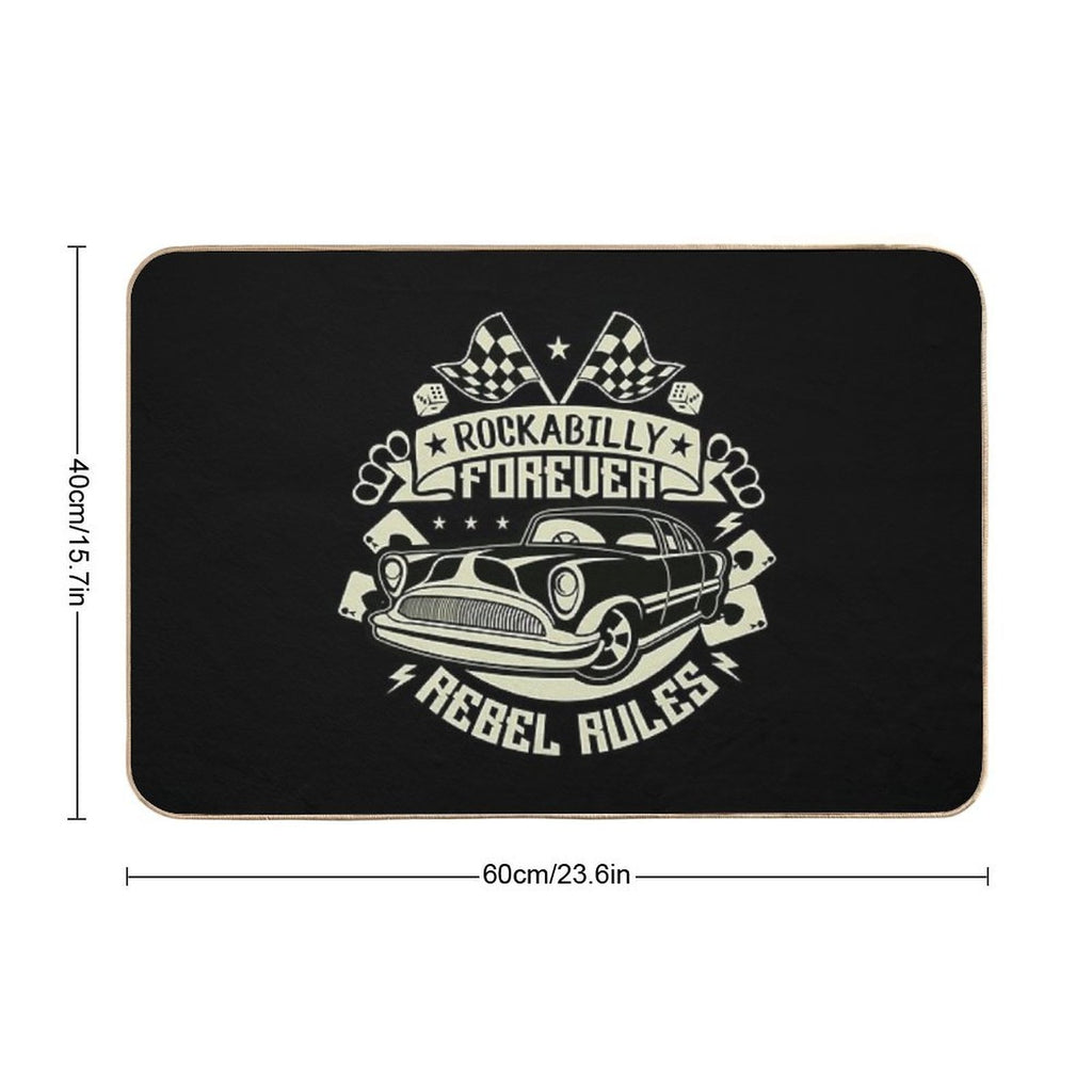 Rockabilly Retro 1950s 60s 70s Vintage Hotrod Classic Rock And Roll  Fade-Resistant Bath Mat