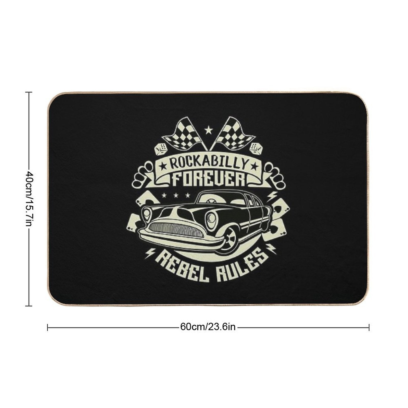 Rockabilly Retro 1950s 60s 70s Vintage Hotrod Classic Rock And Roll  Fade-Resistant Bath Mat