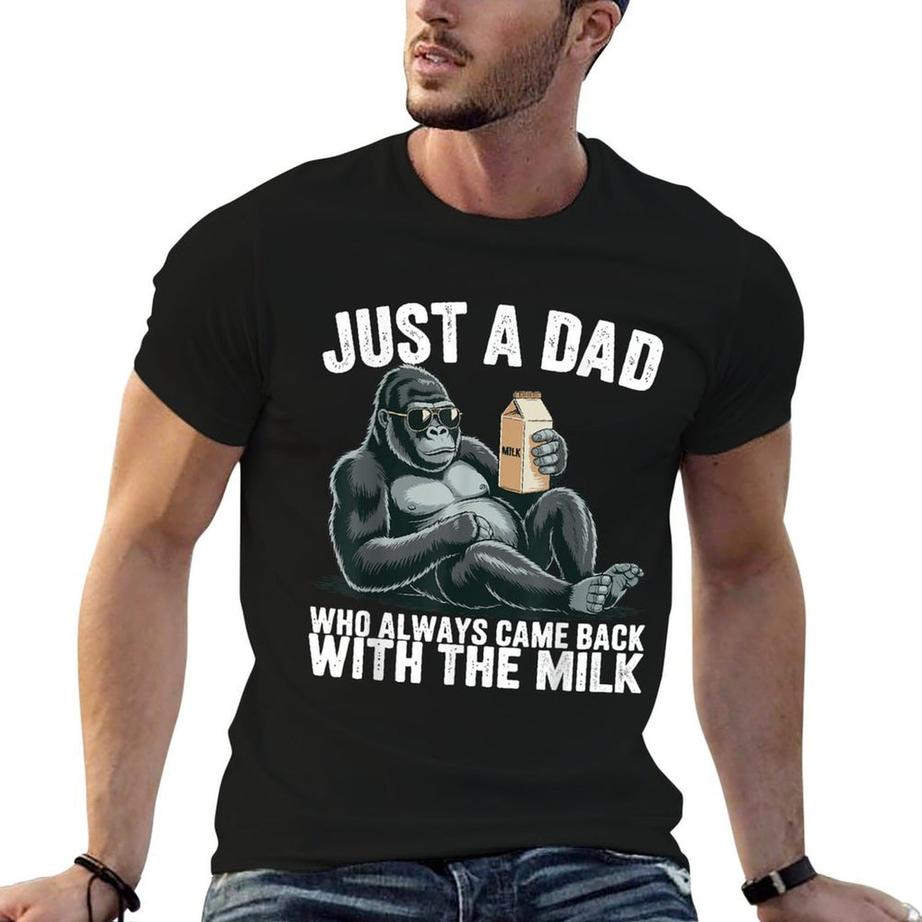 Fathers Day Just A Dad Who Always Came Back With Milk  Rolled Sleeves T-Shirt