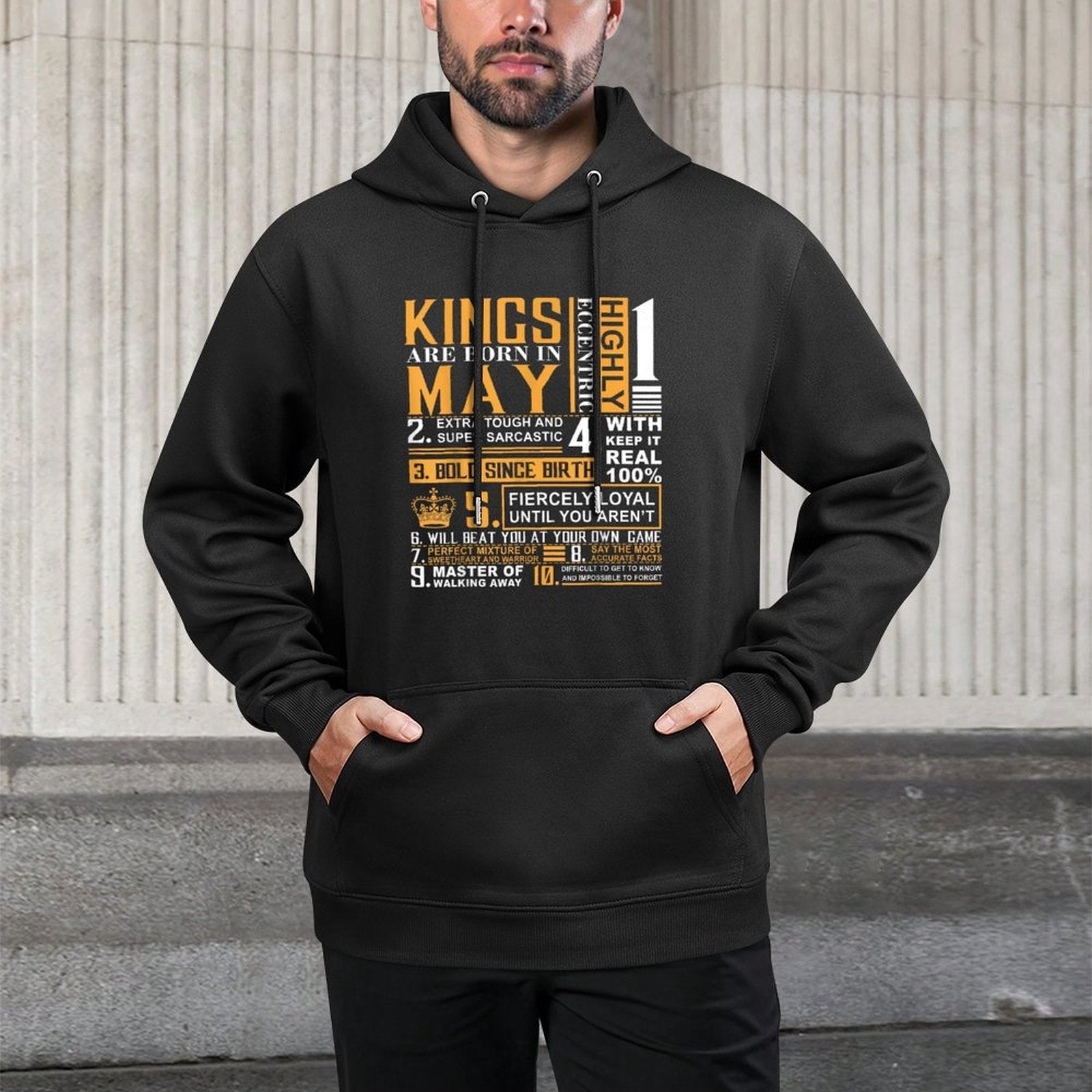 May Birthday Gifts - Kings Are Born In May Shrink-Resistant Hoodie
