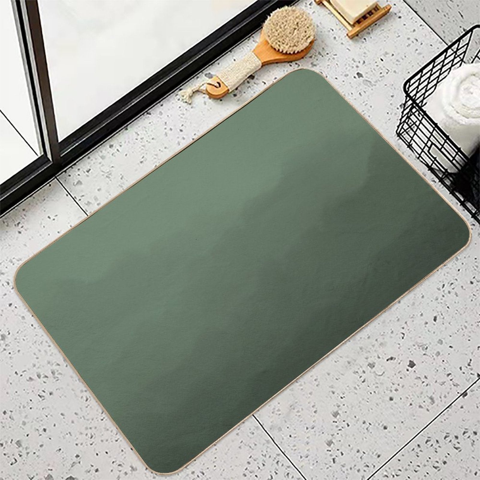 Sage Green Watercolor Ombre Pattern  Slip-Resistant Bath Mat
