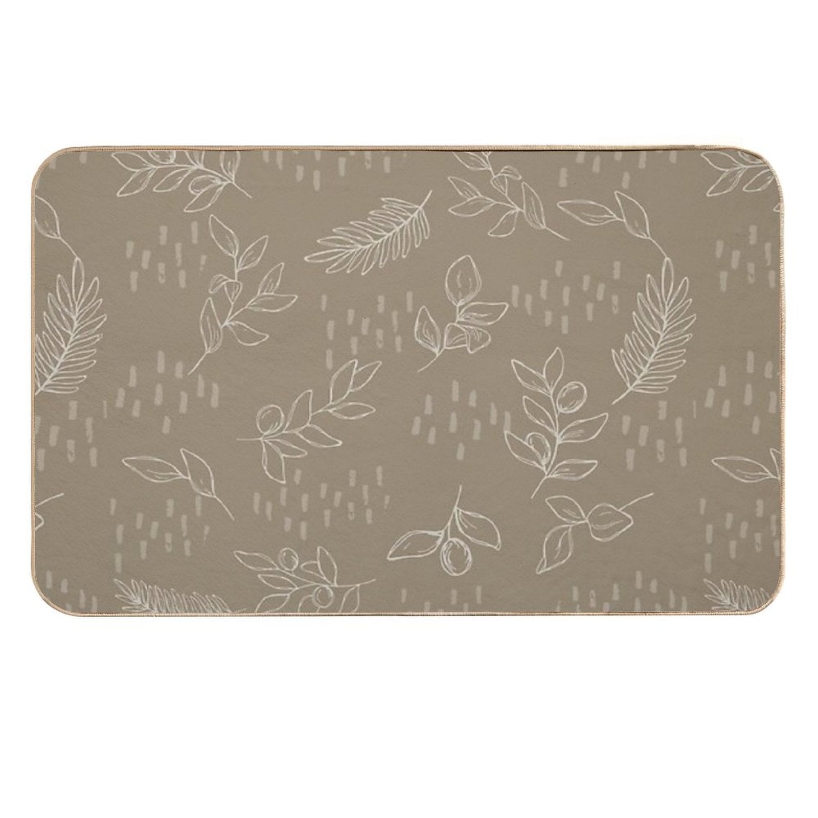 Beige Botanical Line Art  Fade-Resistant Bath Mat