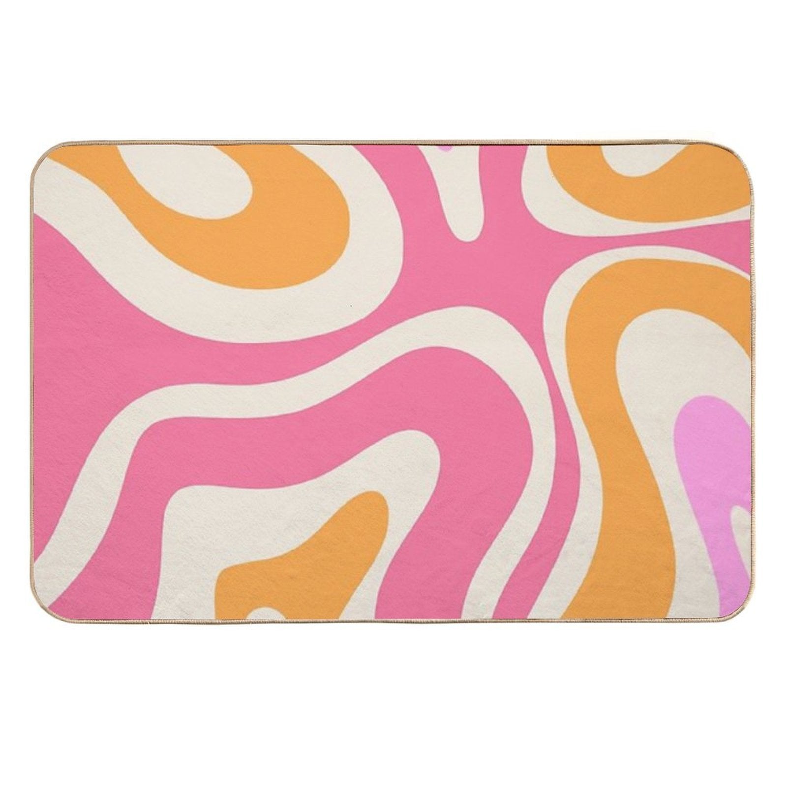 Modern Retro Liquid Swirl Abstract Pattern Vertical Pink And Orange  Absorbent Bath Mat