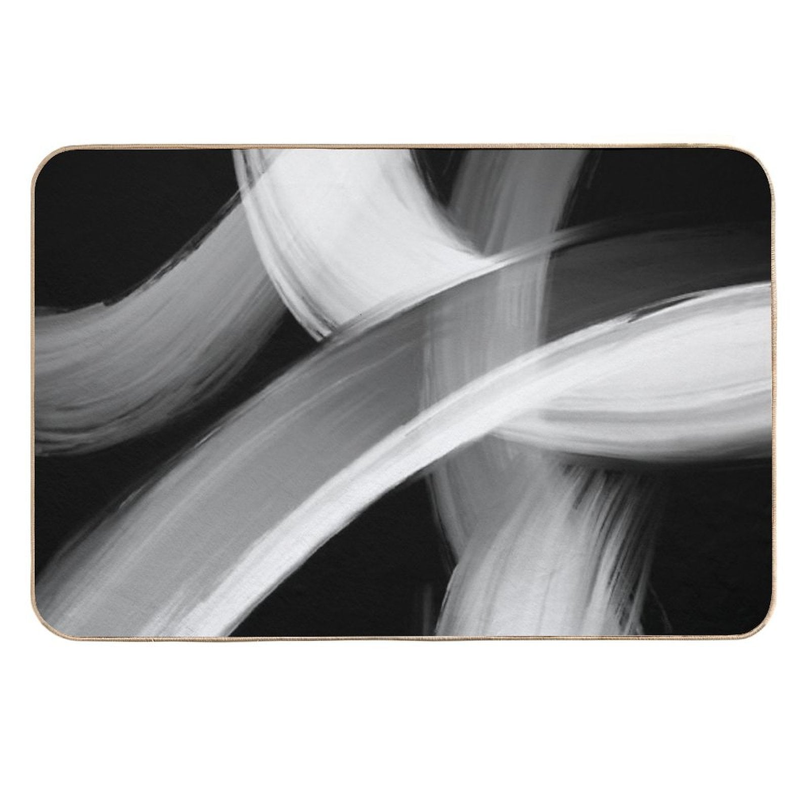 Black And White Fine Art Painted Abstract  Slip-Resistant Bath Mat