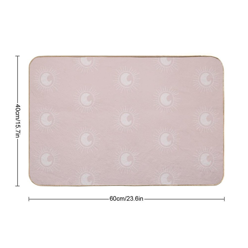 Boho Sun And Moon Pattern Bohemian Aesthetic In Muted Colors Pale Pink  High-Traffic Bath Mat