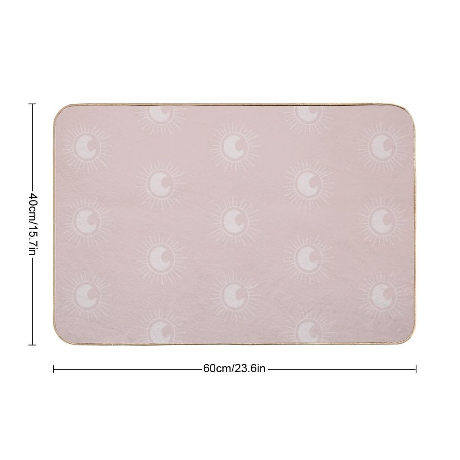 Boho Sun And Moon Pattern Bohemian Aesthetic In Muted Colors Pale Pink  High-Traffic Bath Mat