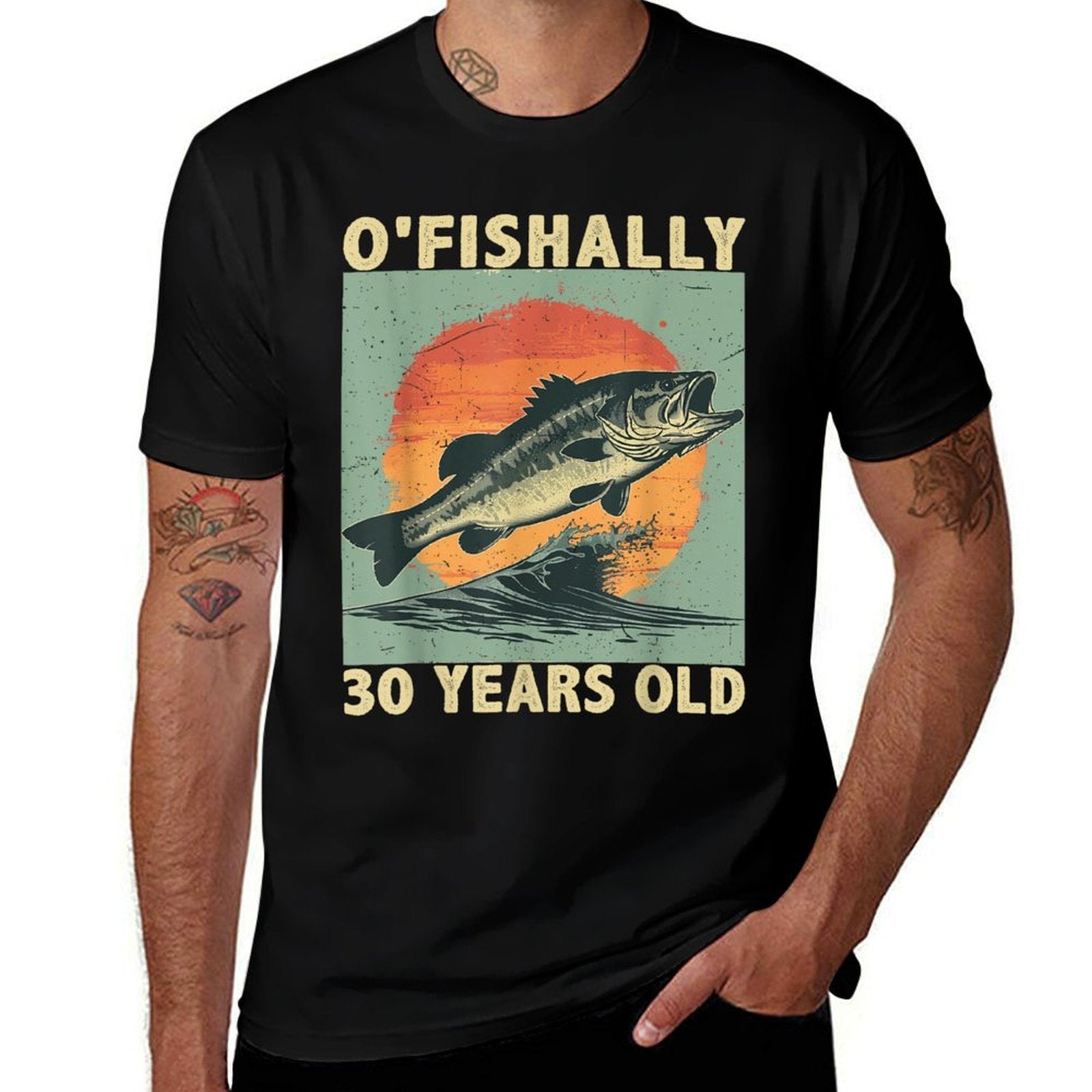 Ofishally 30 Years Old 1995 Fishing Fisherman 30th Birthday  Heathered Texture T-Shirt