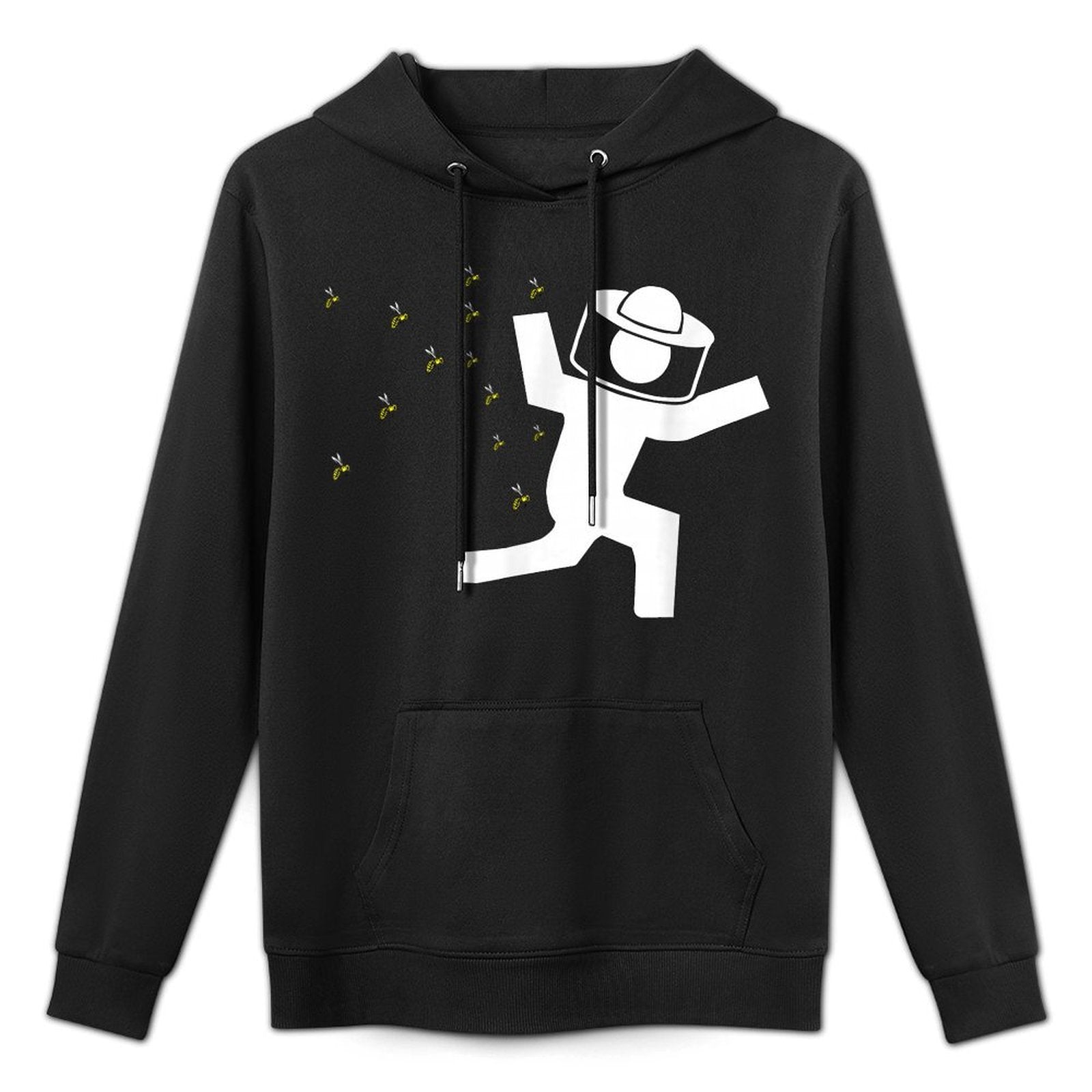 Beekeeper Chased by Bees Funny Running Beekeeper Medium-Weight Fabric Hoodie