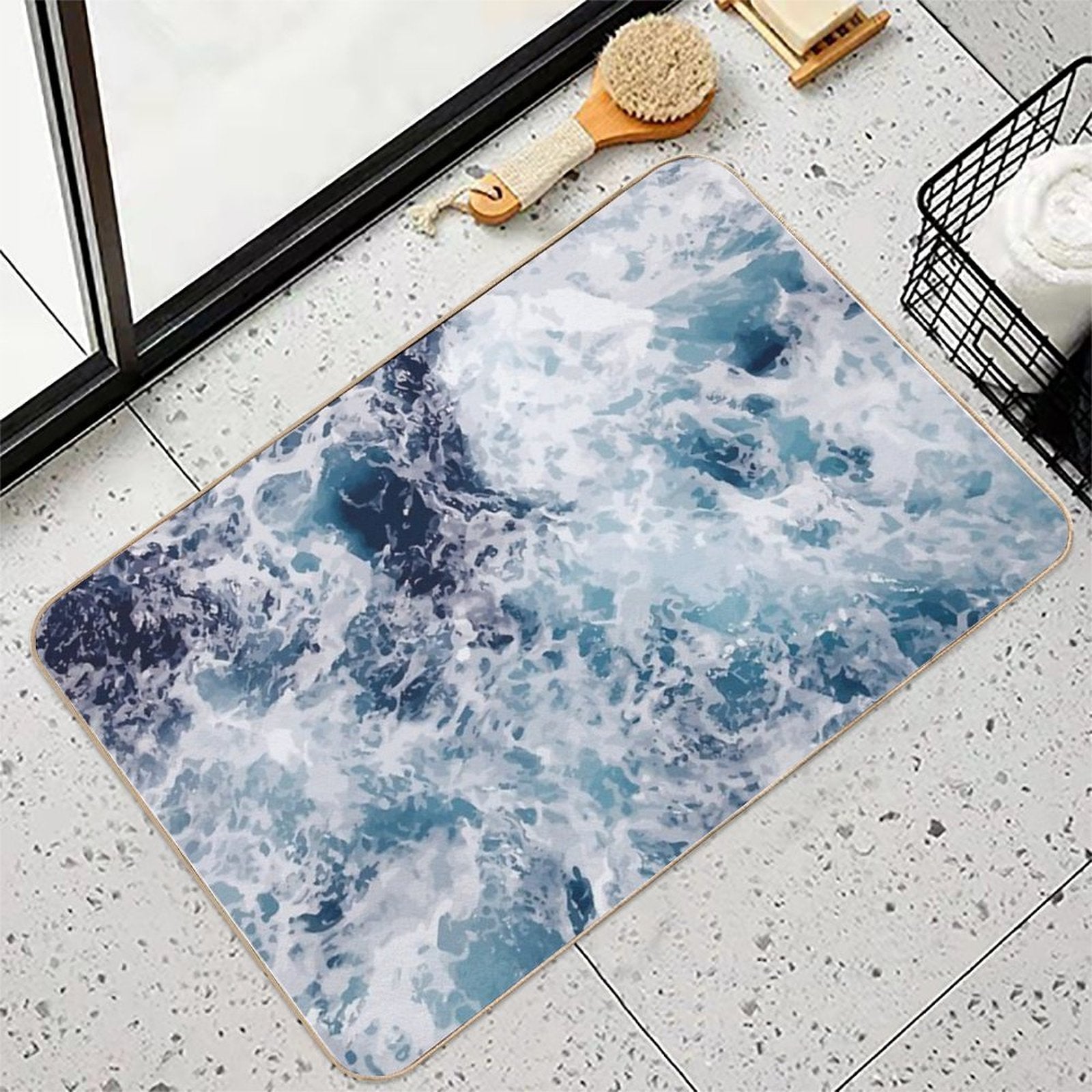 Ocean Beach Bathmat for Shower  Odorless Bath Mat