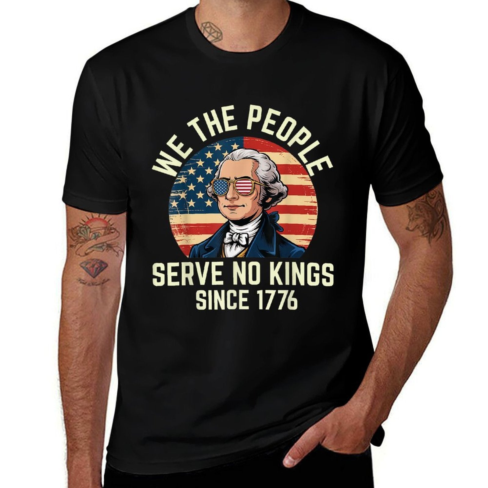 4th of July No King in USA 1776 Patriotic American  Oversized Silhouette T-Shirt