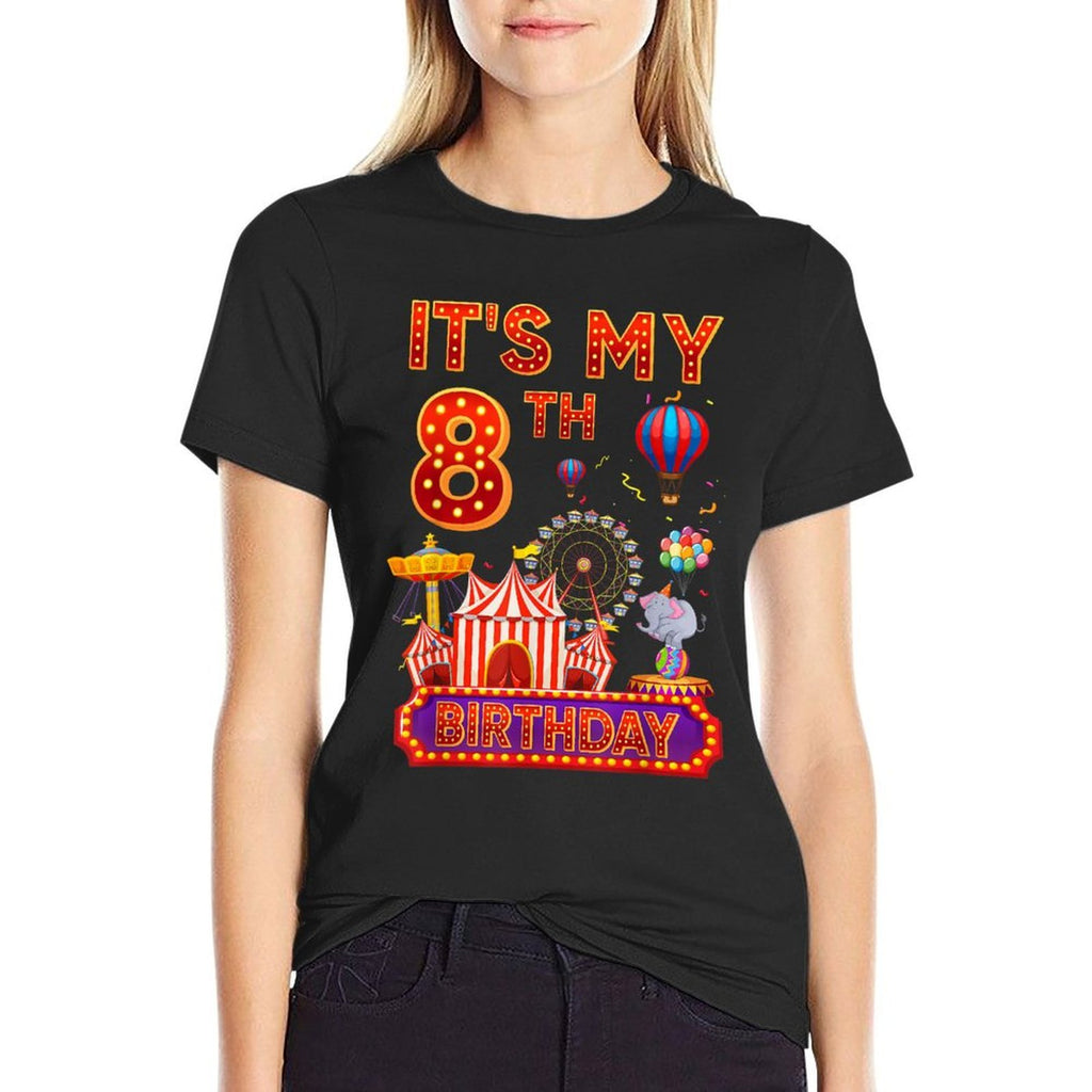 It's My 8th Birthday Circus Carnival Theme Party 8 Year Old  Vintage-inspired T-Shirt