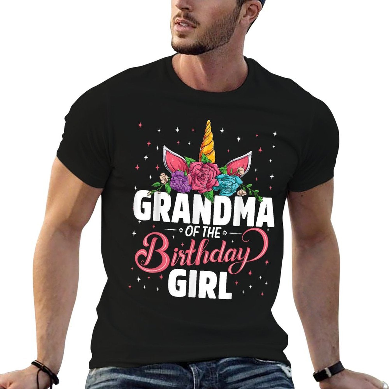 Grandma Of The Birthday Girl Unicorn Girls Family Matching  Durable T-Shirt
