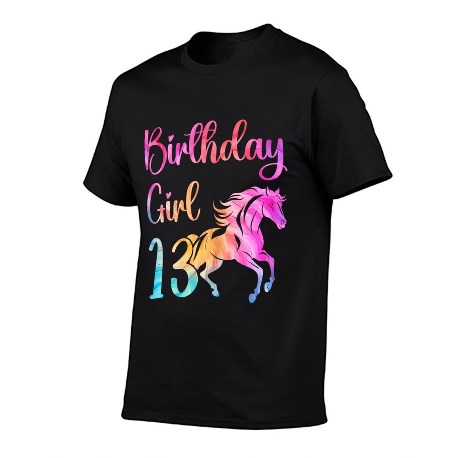 13th Birthday Horse 13 Year Old Girl Birthday Horse Lovers  Fade-proof Color T-Shirt