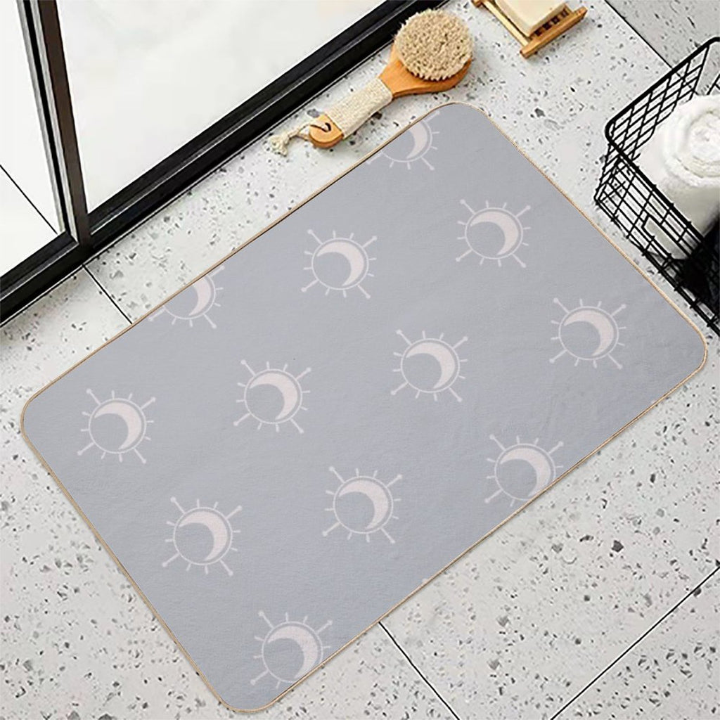 Cosmic Sun And Moon Design Soft Aesthetic In Muted Colors Stone Blue  Long-Lasting Bath Mat
