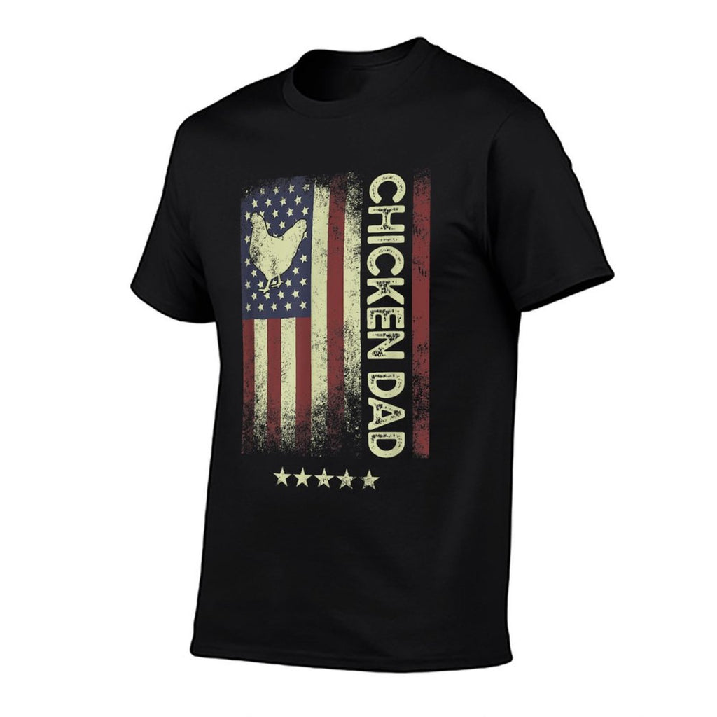 USA American - Chicken Dad  Rolled Sleeves T-Shirt