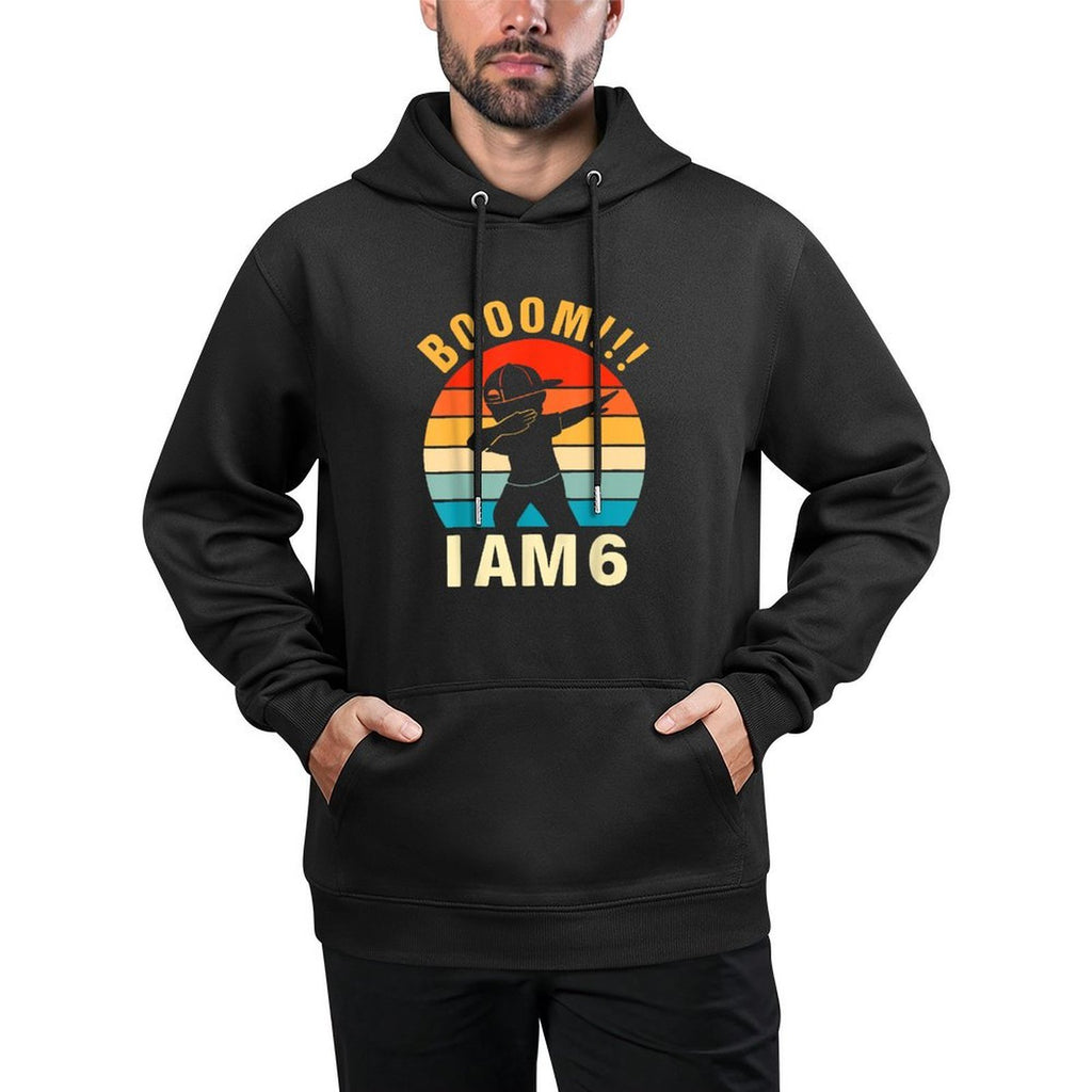 Vintage Boom I Am 6 6th Birthday Boy Love Kids Cotton-Polyester Blend Hoodie