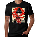 Cute Kawaii Samurai Girl And Cat Japanese Anime Kids Girls  Affordable Price T-Shirt