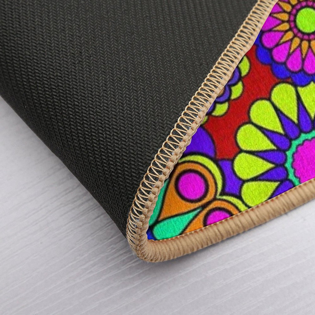 Flower Power Retro Style Hippy Flowers  Easy To Clean Bath Mat